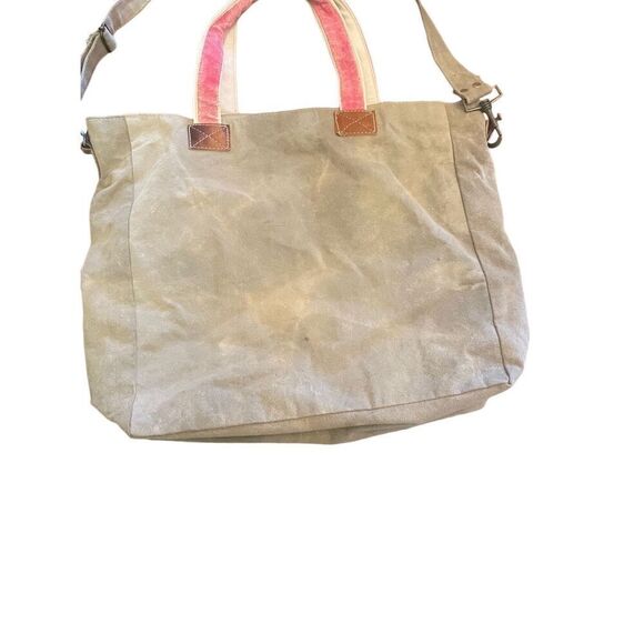 The Barrel Shack Leather Recycled Canvas Tote Patriotic One Size-NWOT - Picture 7 of 16